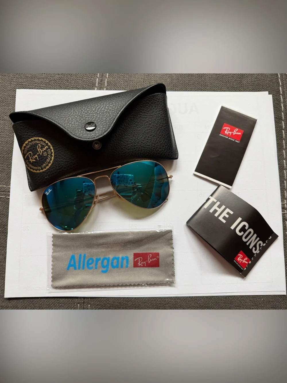 Ray-Ban Men’s Aviator Sunglasses - Blue Lenses, Gold Frame